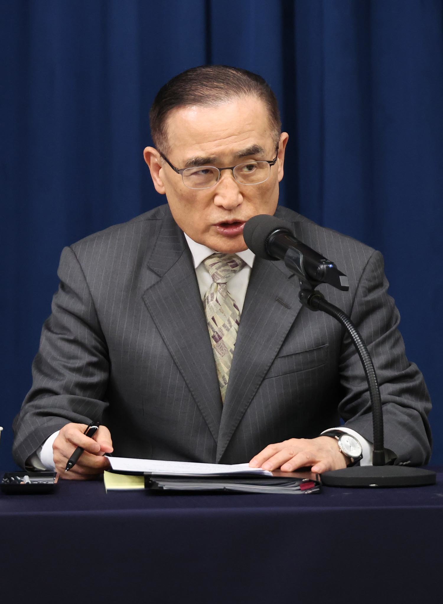 위성락 국가안보실장이 14일 서울 용산 대통령실에서 이재명 대통령 G20 순방 일정 관련 브리핑을 하고 있다. (대통령실통신사진기자단)