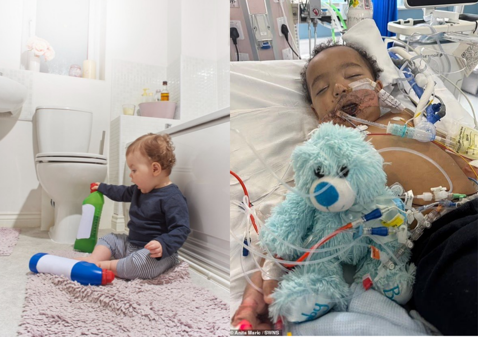 영국 버밍엄에서 13개월 아기가 세정제를 우유로 착각해 마신 뒤 내부 화상과 심장마비로 생명이 위협받았다. 부모는 재건 수술이 불확실한 가운데 해외 전문 병원을 찾기 위해 모금을 진행 중이다. 사진=게티이미지뱅크, 뉴시스