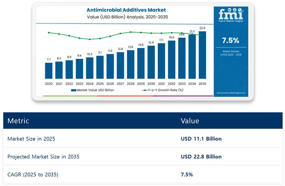 퓨처마켓인사이트가 8월 발표한 항균 첨가물 시장 규모 전망 / 출처=퓨처마켓인사이트