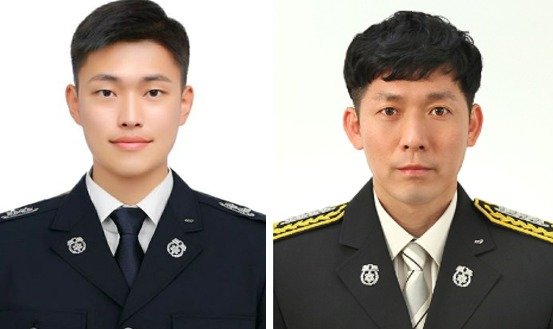 최준영 북부소방서 소방사(왼쪽)과 이준호 나주소방서 소방위(오른쪽)의 모습.
