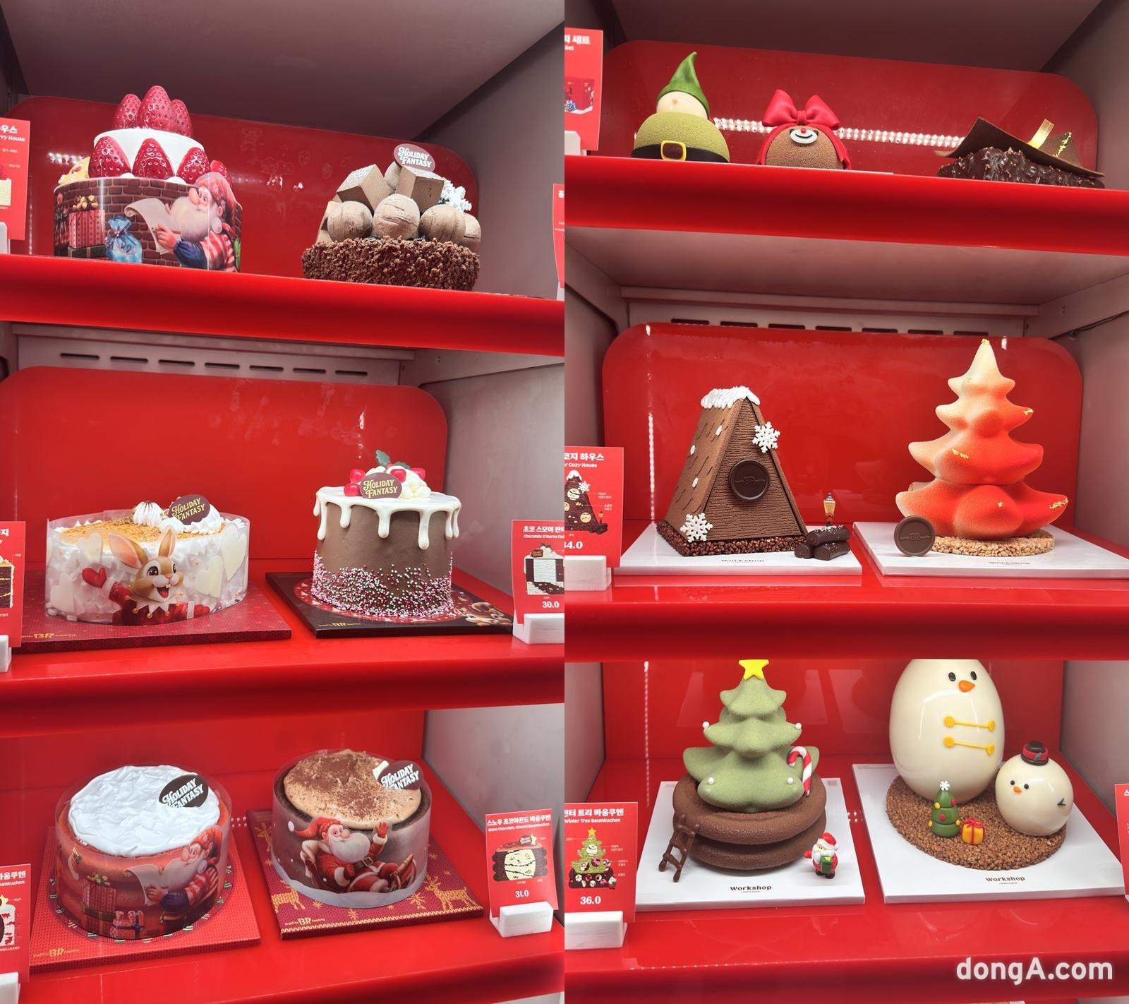 배스킨라빈스의 2025 크리스마스 케이크 제품들. 윤우열 기자 cloudancer@donga.com