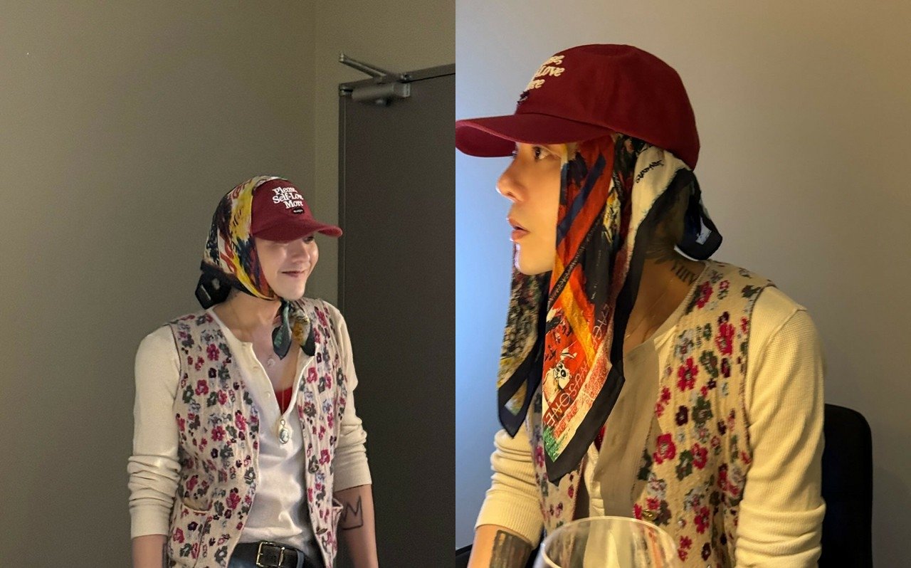 빅뱅의 지드래곤(GD)가 꽃무늬가 새겨진 누빔조끼를 입고 있다. SNS 갈무리