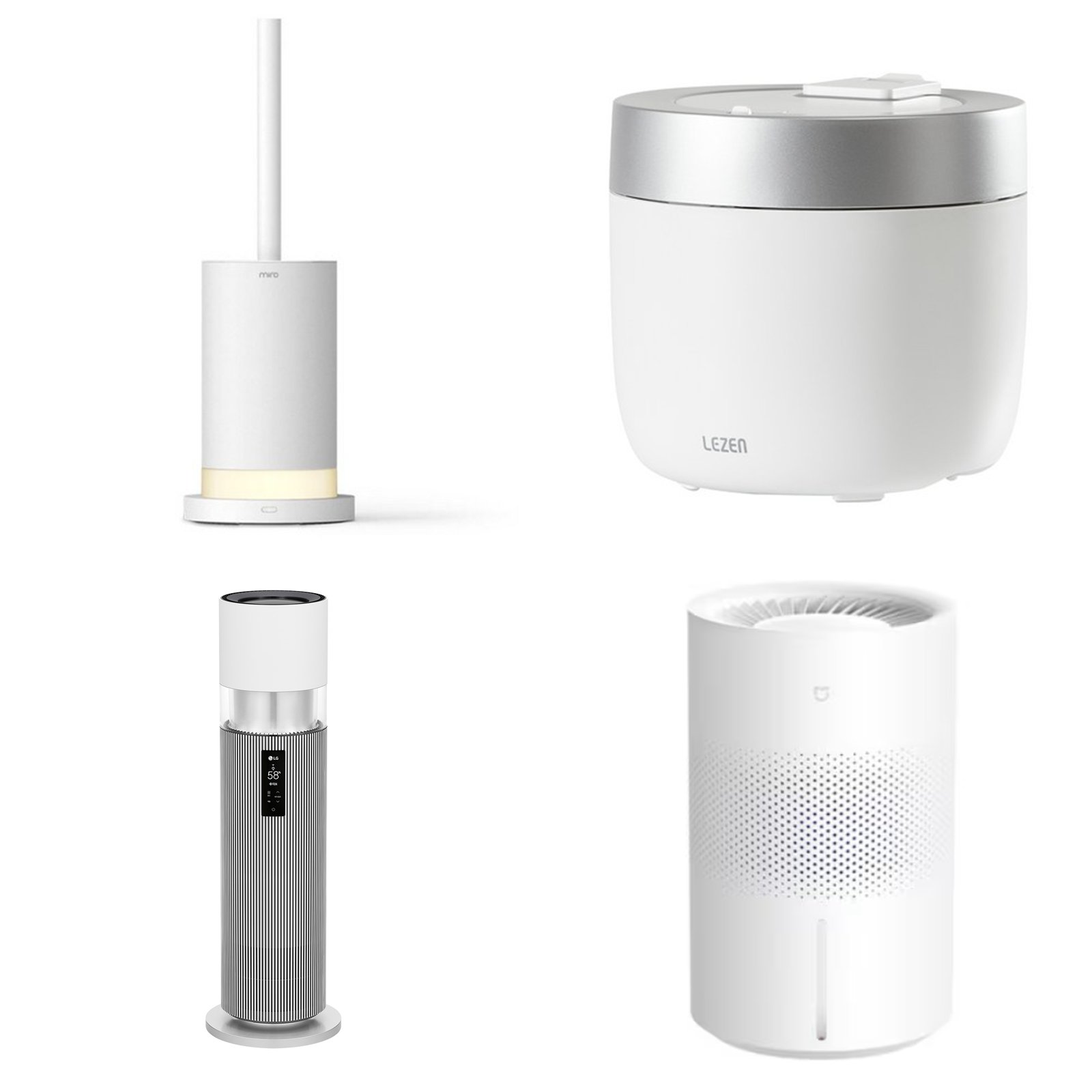 한국소비자원이 실험에 사용한 가습기들. 왼쪽 위부터 초음파식, 가열식, 복합식, 기화식이다. 한국소비자원