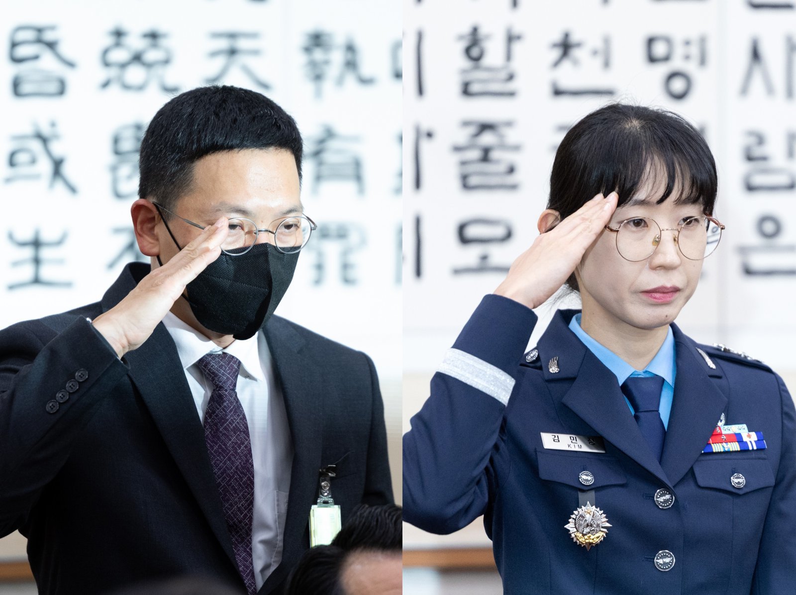 박정훈 대령 항명 혐의 수사·기소를 맡았던 군검사 염보현 육군 소령(왼쪽)과 김민정 공군 중령. 2025.11.27 뉴스1