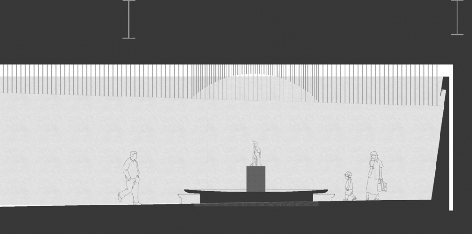 사유의 방 알루미늄 봉 천장 단면도. 국립중앙박물관 제공