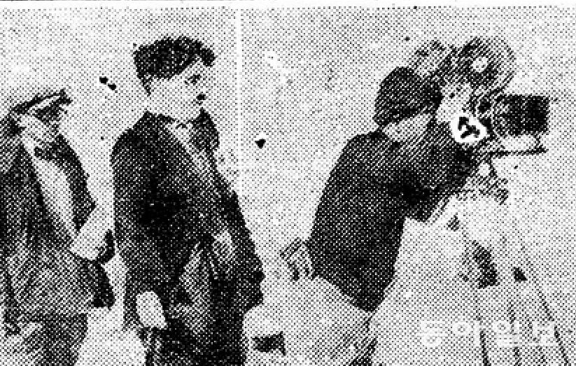 사진은 자긔 영화를 감독하는 촤푸린. 1925년 11월 28일자 동아일보