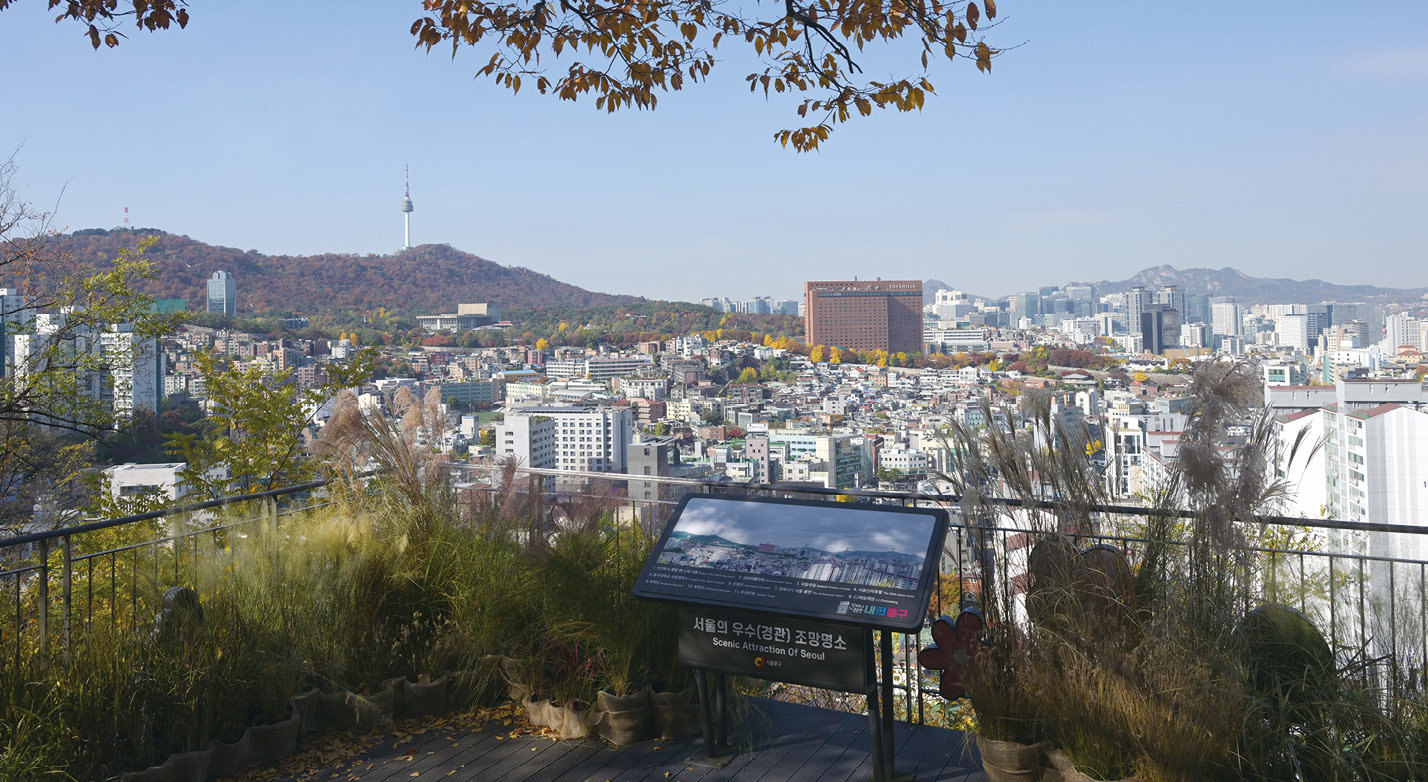 중구의 도심 속 명소로 자리잡은 남산자락숲길 전망대에서 본 서울 전경. 중구 제공