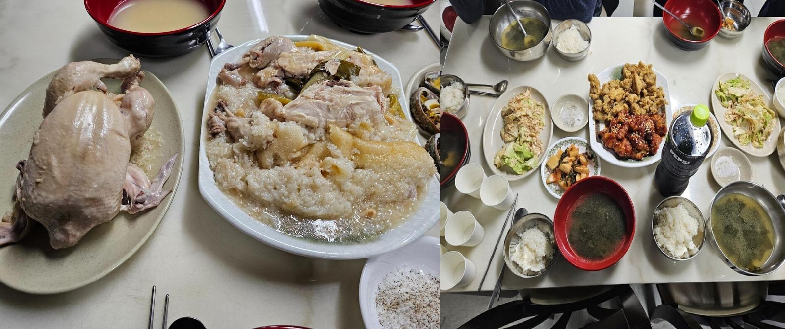 A씨가 직접 만든 누룽지백숙과 치킨 메뉴. 보배드림