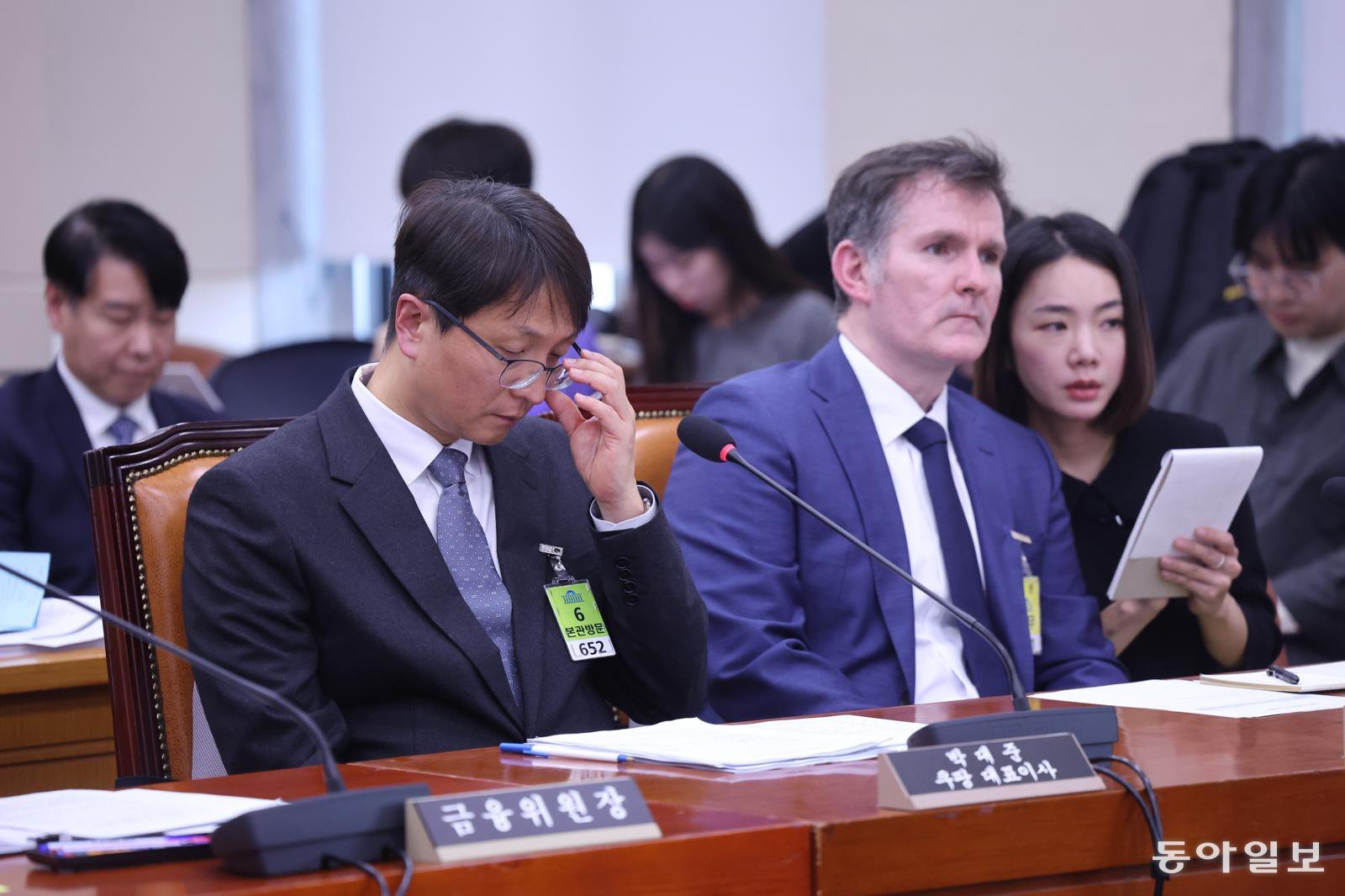 3일 오후 국회 정무위원회에서 쿠팡 개인정보 유출 관련 현안질의가 열렸다. 윤창렬 국무조정실장과 이억원 금융위원장, 박대준 쿠팡 대표이사 등이 참석했다. 장승윤 기자 tomato99@donga.com