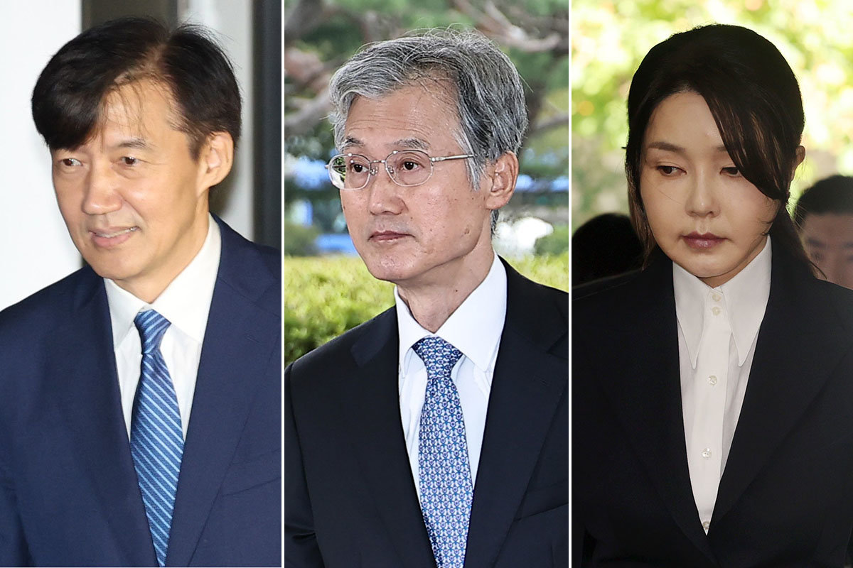 8월 11일 조국 대표 부부 광복절 특별사면 확정(왼쪽부터), 9월 30일 조희대 대법원장 청문회, 8월 29일 김건희 여사 구속 기소.