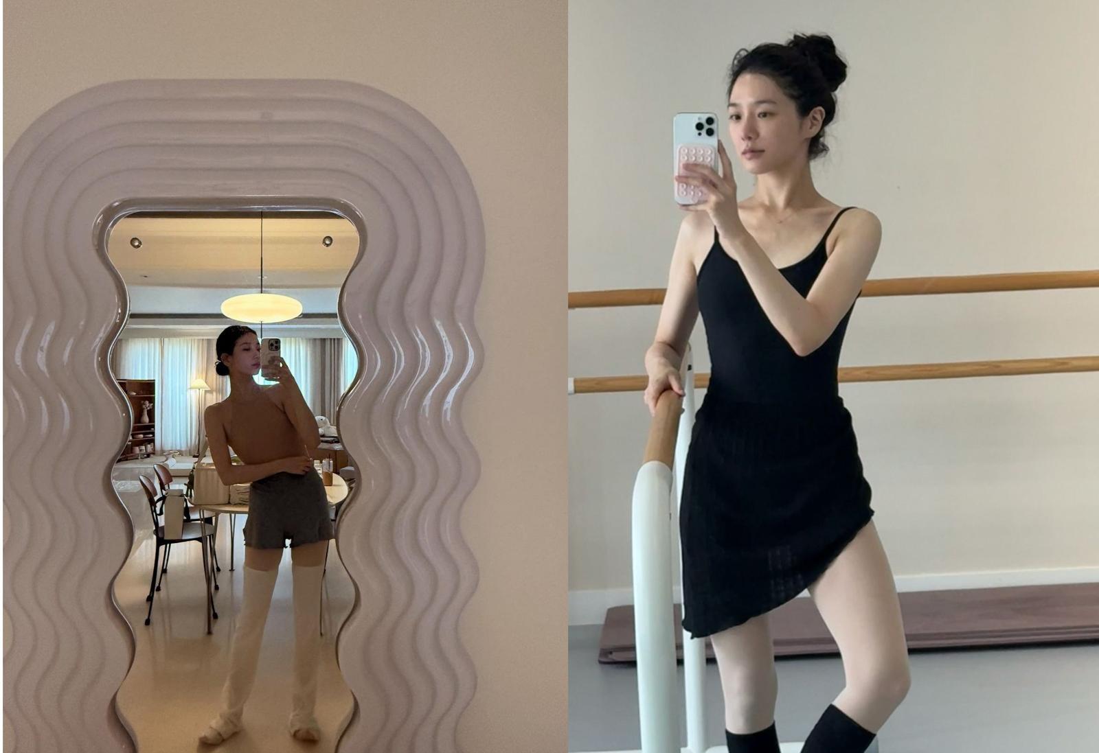 수지(왼쪽), 배우 박규영. 두 사람 모두 발레복을 입은 모습을 SNS에 공유했다. sns 갈무리