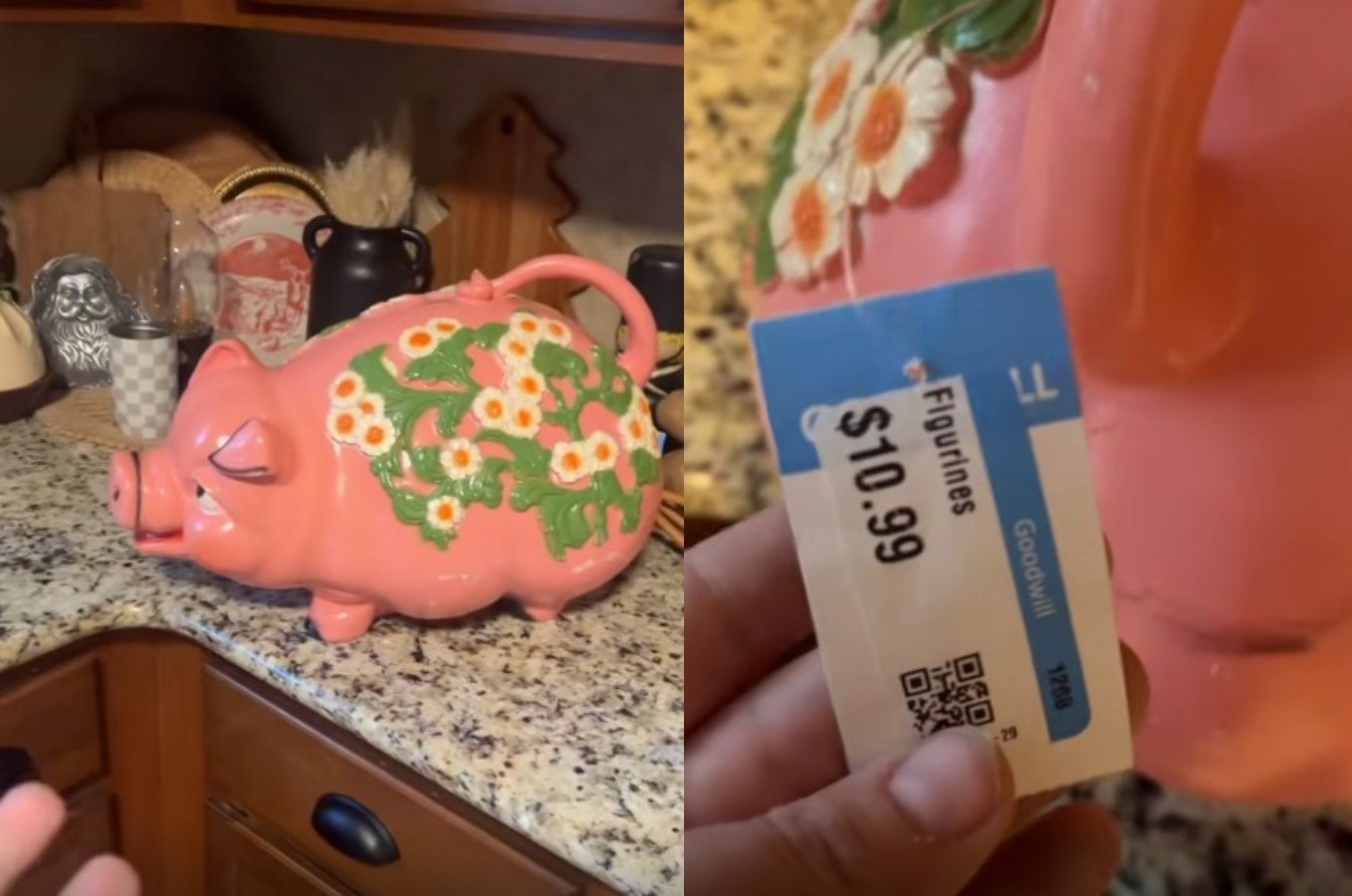 미국의 한 여성이 중고 매장에서 산 돼지 저금통에서 약 300만 원 상당의 현금을 발견해 화제가 됐다. 비닐봉지 8개에서 나온 현금 사연은 틱톡 조회수 87만 회를 넘겼다. 틱톡 갈무리 @miles8katrina