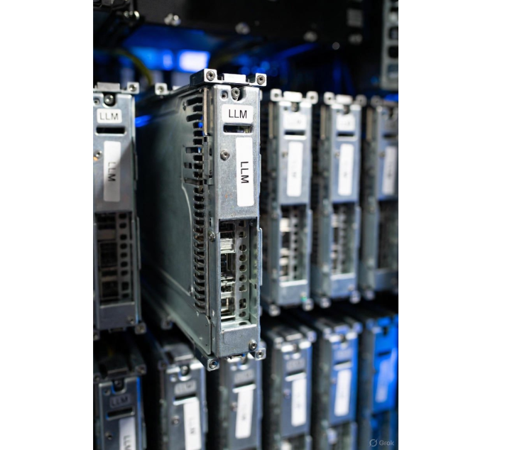 마크 베니오프 CEO가 자신의 X에 “LLM은 새로운 디스크 드라이브”라는 글과 함께 올린 이미지. AI 혁명의 주인공이 아니라, 얼마든지 교체 가능한 기본 인프라 역할에 그칠 거란 의미가 담겨있다. 그록을 이용해서 AI로 생성한 이미지이다.