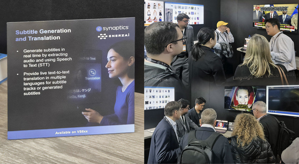 에너자이는 올해 9월 12일에서 15일 사이 암스테르담 IBC(nternational Broadcasting Convention)의 시냅틱스 부스에 참가, 온디바이스 AI로 구현되는 실시간 음성 자막 번역 기술을 소개했다 / 출처=IT동아