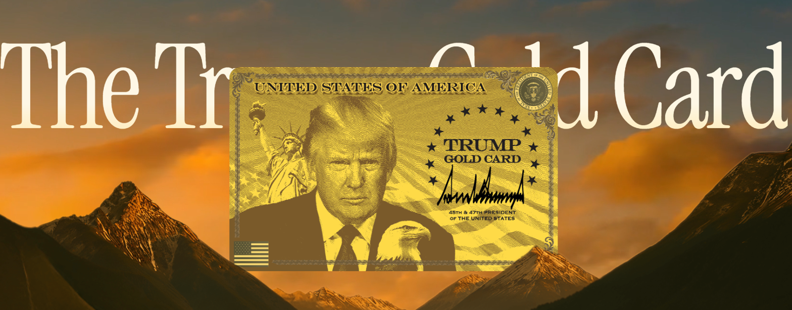 트럼프 행정부가 공개한 ‘트럼프 골드카드’이미지. 고액 기부자를 대상으로 영주권을 부여하는 신규 비자 프로그램을 안내하는 웹사이트가 개설됐다. 트럼프카드 웹사이트 캡처