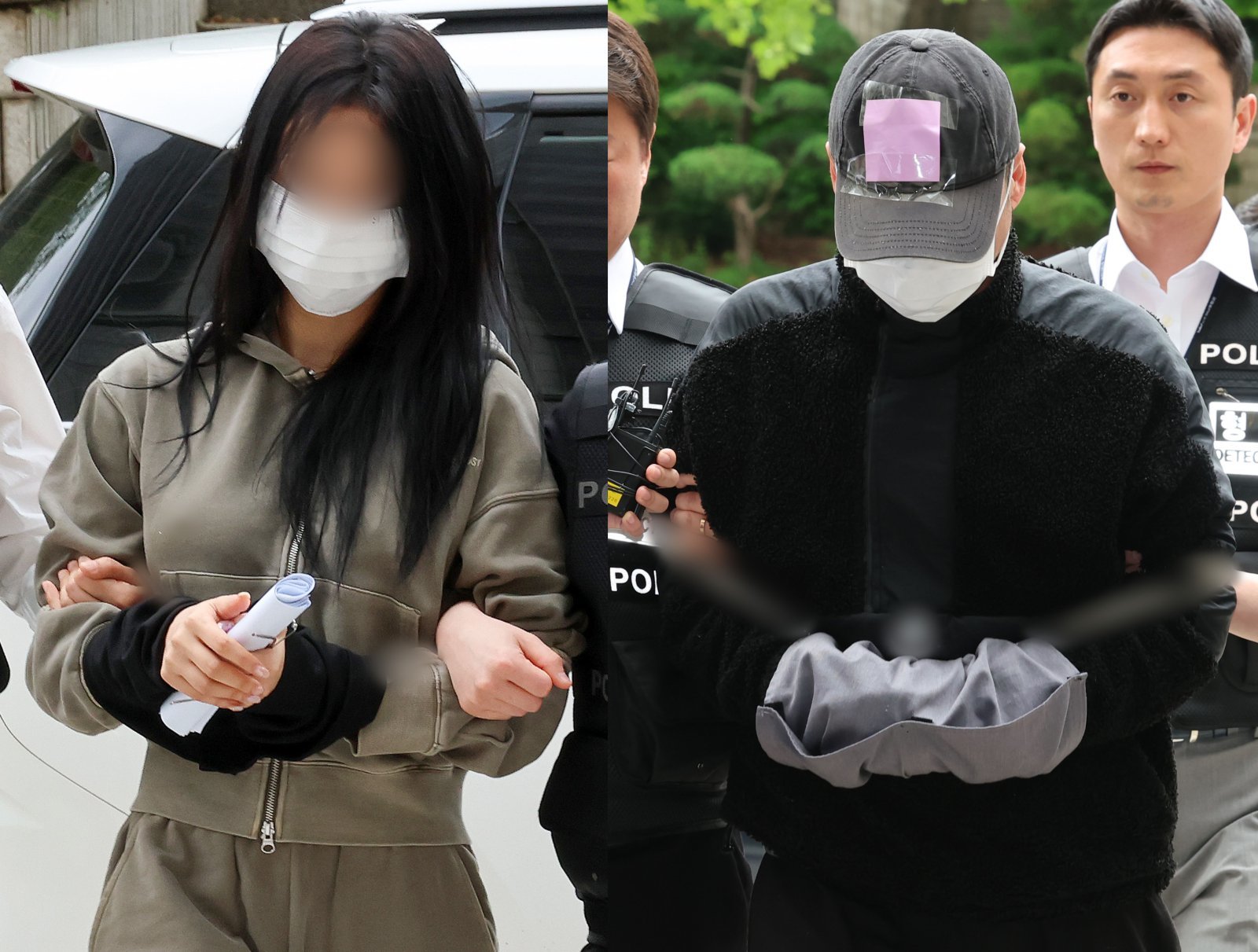 축구 국가대표팀 주장 손흥민을 상대로 돈을 받아내려해 공갈 혐의를 받는 양 모 씨(왼쪽, 20대 여성)와 용 모 씨(40대 남성). 2025.5.17/뉴스1