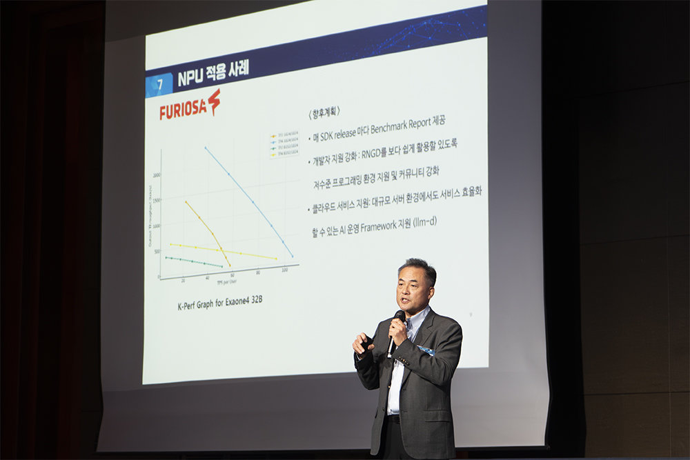 현장에서는 K-Perf를 활용해 퓨리오사AI, 리벨리온, 하이퍼엑셀 반도체를 평가한 예시가 공개됐다 / 출처=IT동아