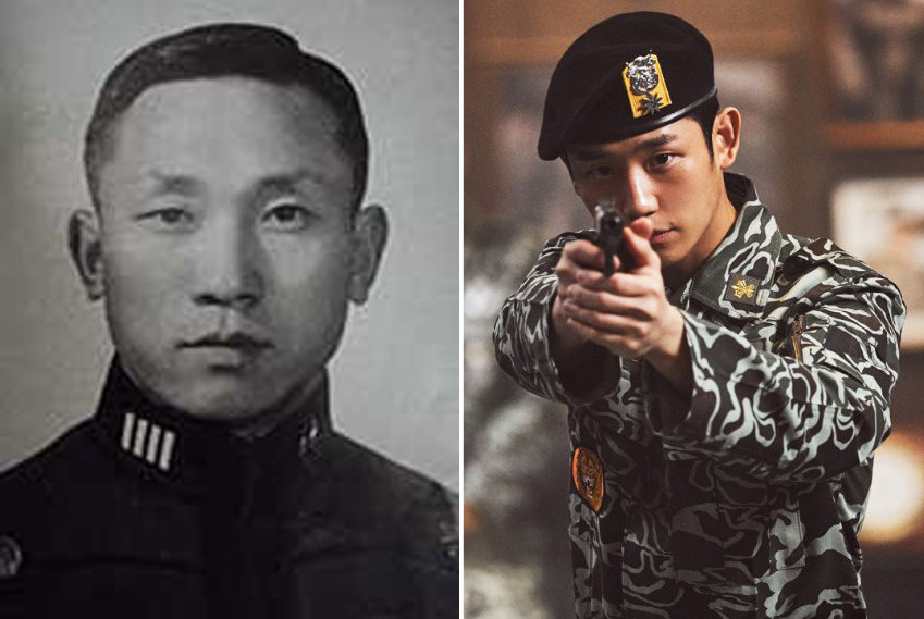 김오랑 중령(왼쪽), 영화 ‘서울의 봄’에서 고 김오랑 중령을 연기한 배우 정해인. 영화 스틸컷 캡처