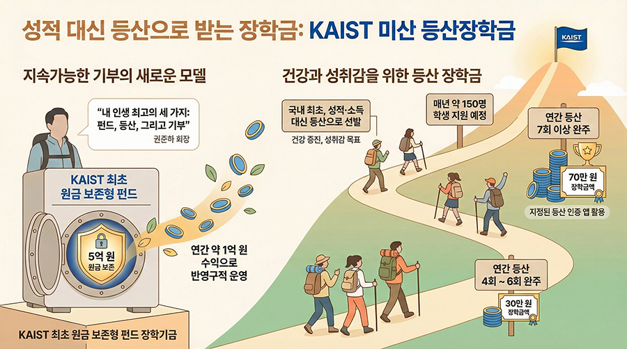 KAIST 미산 등산장학금에 대한 설명. AI로 만들어졌다. 카이스트 제공