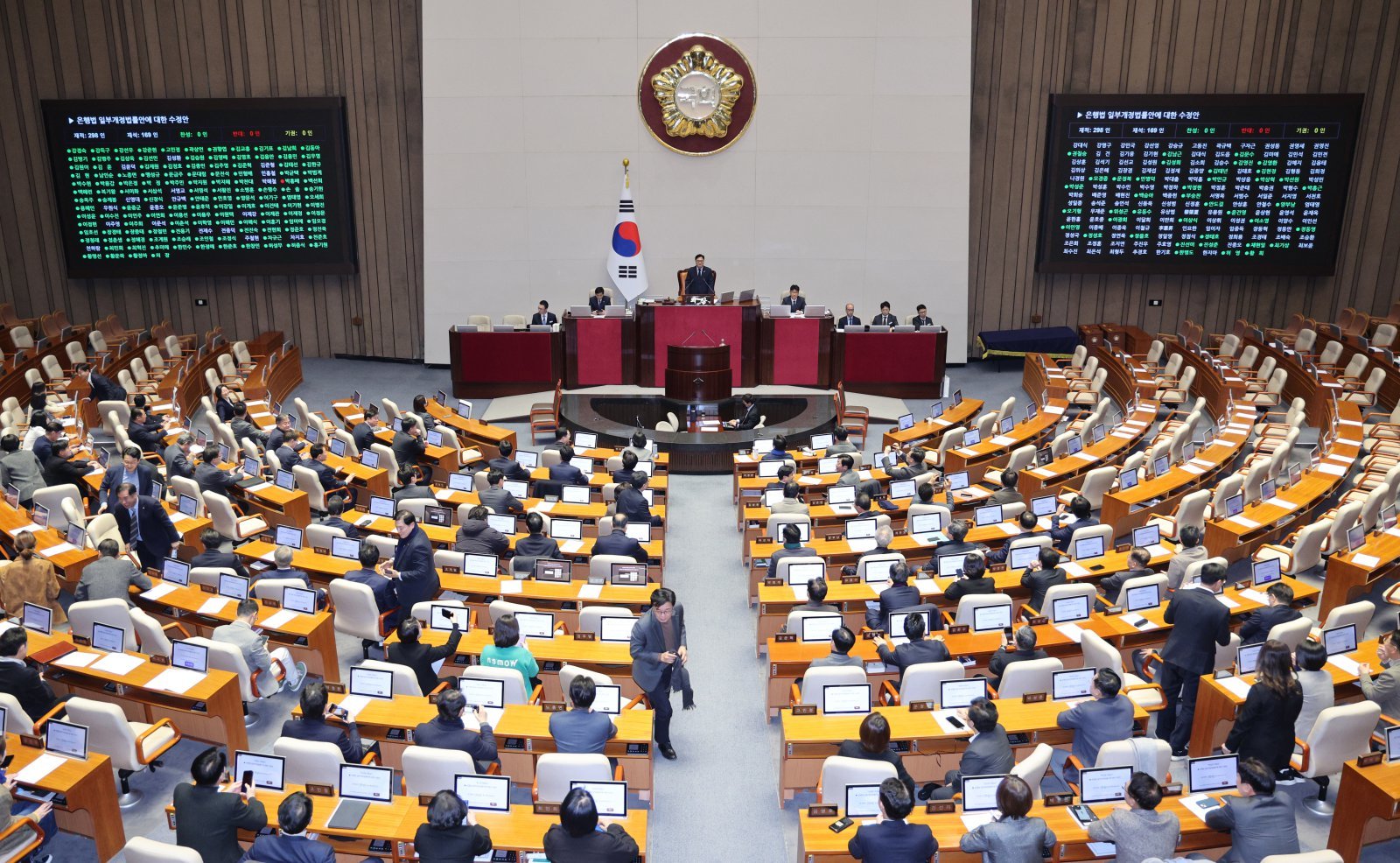 13일 서울 여의도 국회에서 열린 제430회국회(임시회) 제1차 본회의에서 은행법 일부개정법률안이 가결되고 있다. 2025.12.13/뉴스1