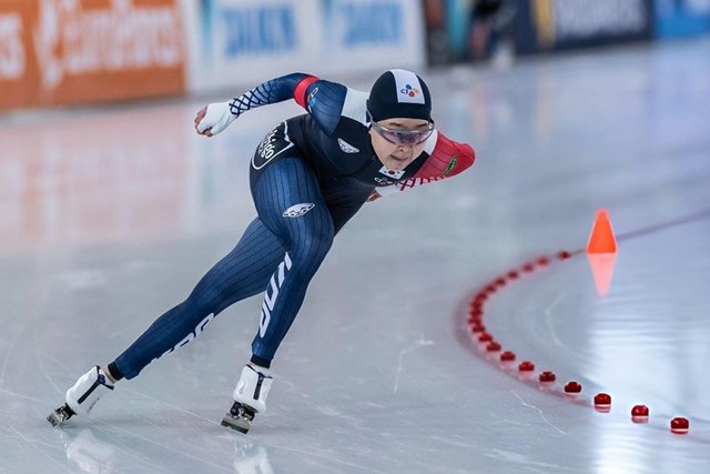 2025~2026 국제빙상경기연맹(ISU) 스피드스케이팅 월드컵 4차 대회에서 역주하고 있는 김민선. ISU 제공