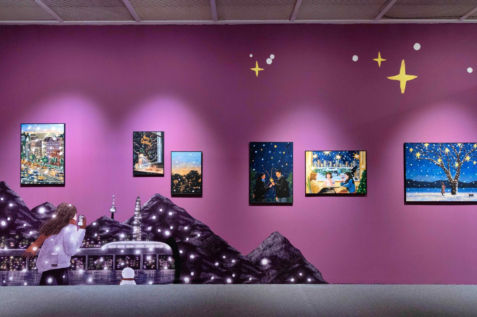 롯데백화점 잠실점 에비뉴엘 6층 아트홀 ‘겨울, 그 따뜻한 순간들’ 전시 전경.