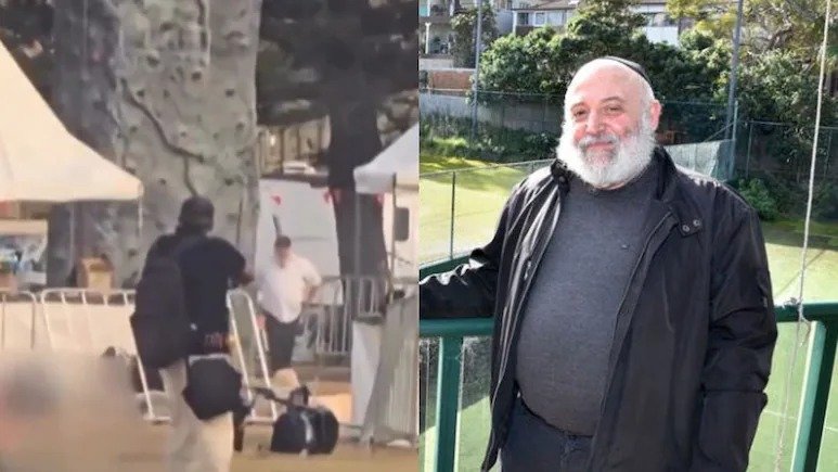 검은 옷을 입은 총격범(왼쪽)과  마지막까지 대치하고 있는 루벤 모리슨의 모습. 출처=소셜미디어 엑스(X)