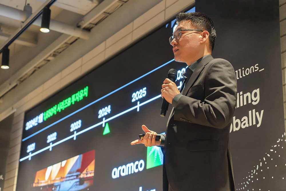 박성현 대표가 리벨리온의 지난 5년 간 투자 상황에 대해 설명 중이다 / 출처=IT동아