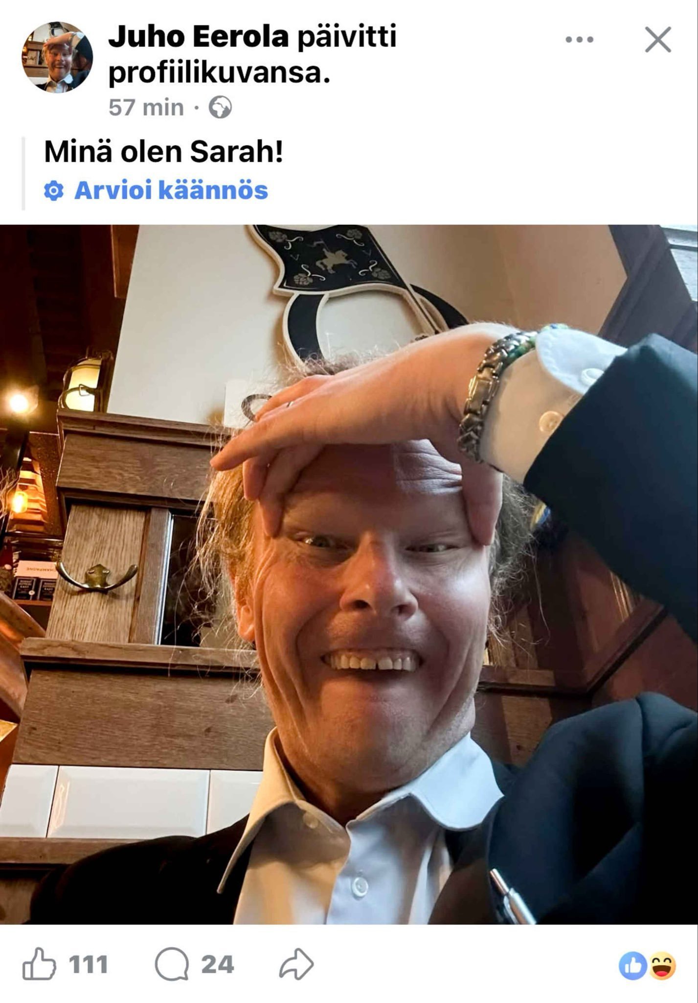 논란이 된 유호 에롤라 핀란드인당 의원의 소셜미디어 게시글 (출처=소셜미디어 엑스(X))