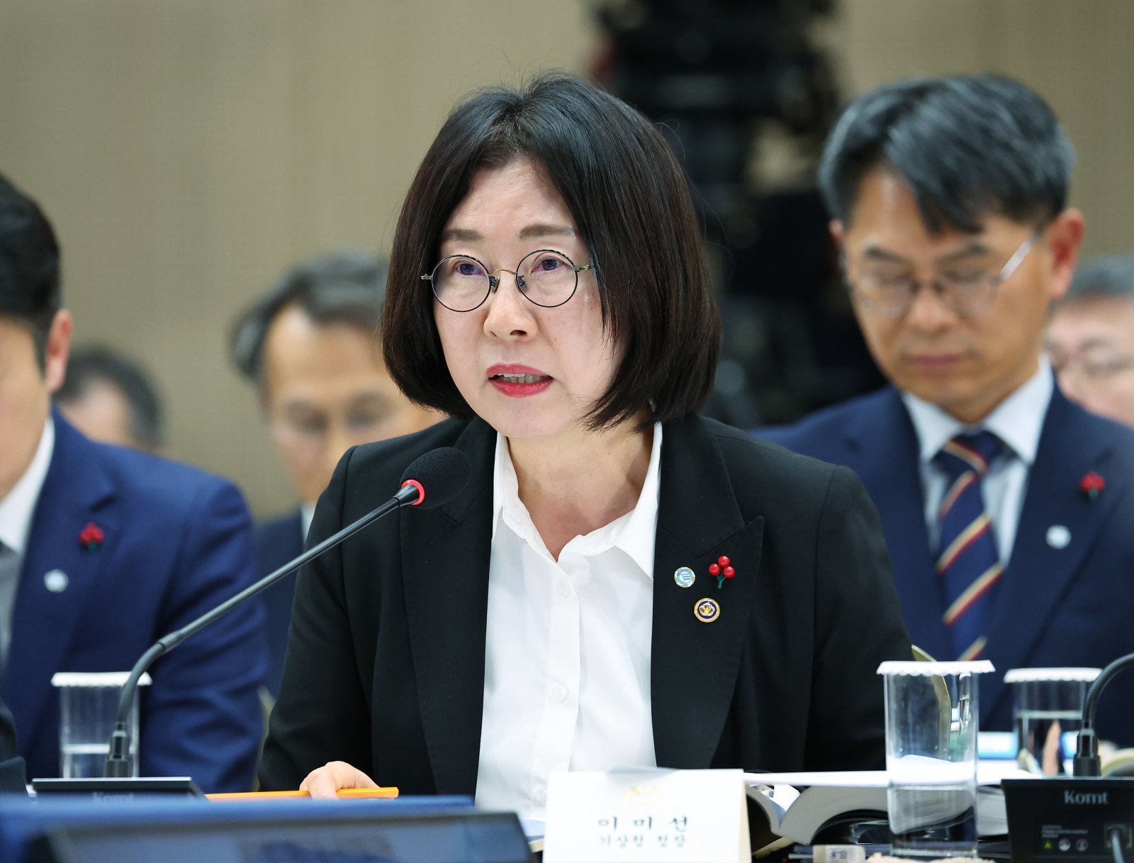 이미선 기상청장이 17일 세종시 정부세종컨벤션센터에서 기상청 업무보고를 하고 있다. (대통령실통신사진기자단) 2025.12.17. [세종=뉴시스]