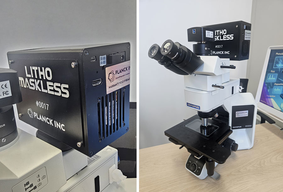 플랑크랩의 ‘마스크리스 리소’를 기존 현미경에 결합한 모습 / 출처=IT동아