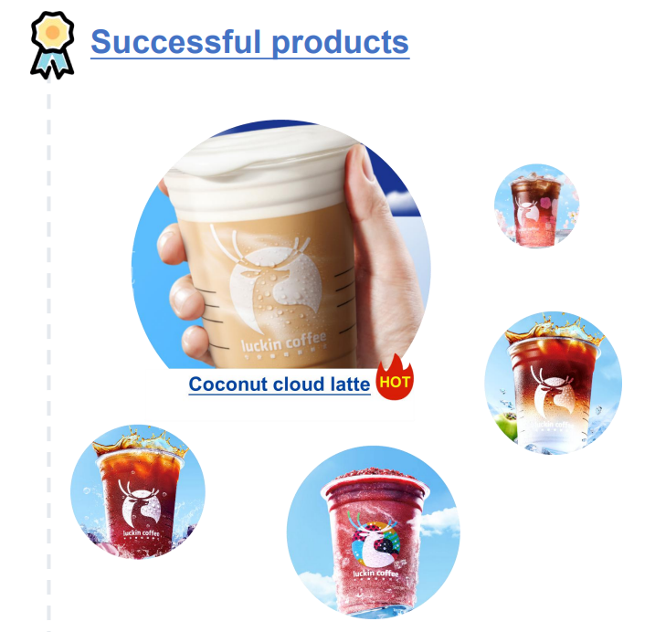 루이싱커피는 1년에 100개 넘는 신메뉴를 선보이는 걸로 유명하다. 특히 2021년 첫선을 보인 코코넛 라떼가 엄청난 인기를 끌면서 지금도 루이싱커피 매출을 견인 중이다. 루이싱커피 제공
