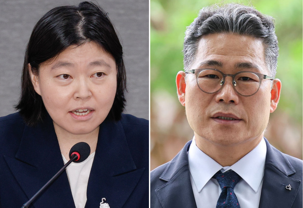 임은정 동부지검장(왼쪽)과 백해룡 전 영등포경찰서 형사과장(경정). 뉴스1·뉴시스