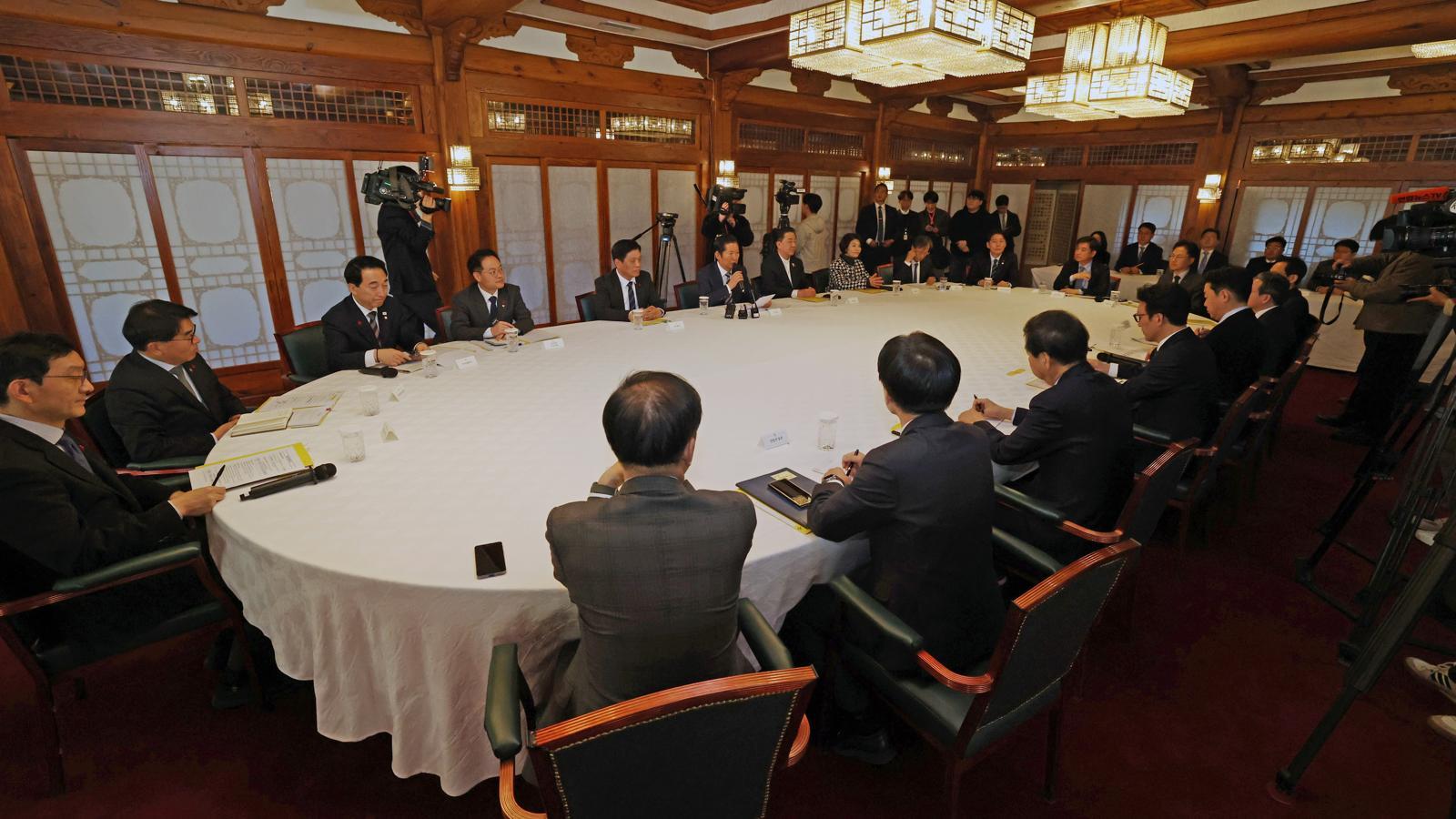 정청래 더불어민주당 당대표가 21일 서울 종로구 삼청동 총리공관에서 열린 고위당정협의회에서 발언하고 있다. 2025.12.21 사진공동취재단