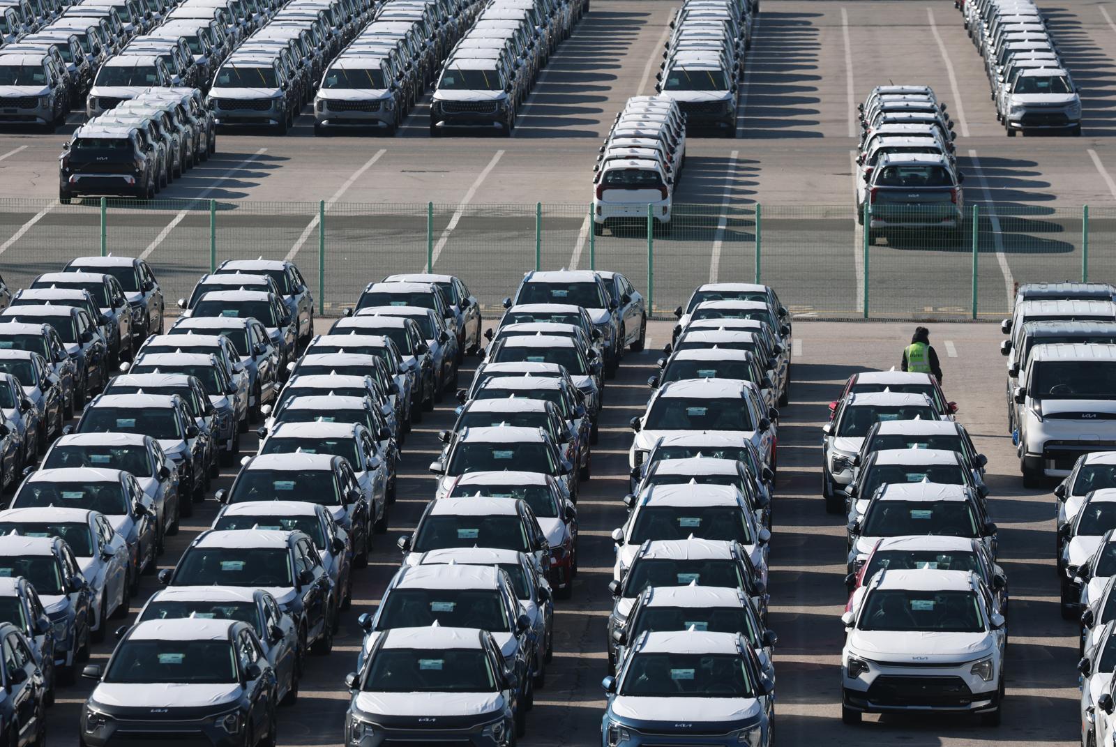 4일 경기 평택시 포승읍 평택항에 수출용 차량이 세워져 있다. 2025.12.4/뉴스1