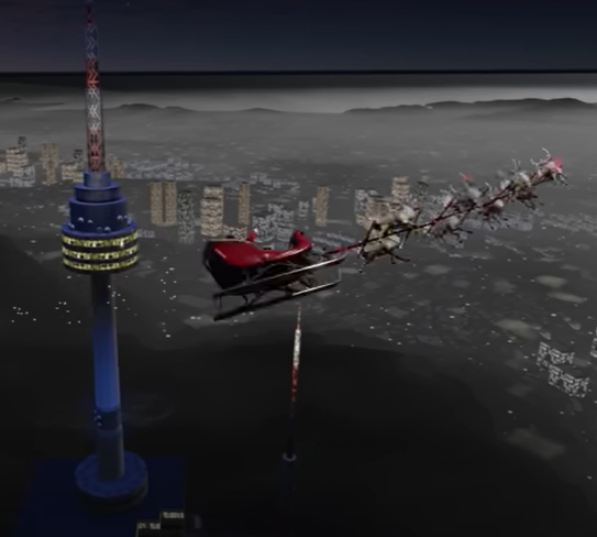 성탄절 전날인 24일(현지 시간) 북미항공우주방위사령부(NORAD)가 서울 남산타워를 지나는 산타클로스 썰매의 모습을 공개했다. NORAD 홈페이지 캡처