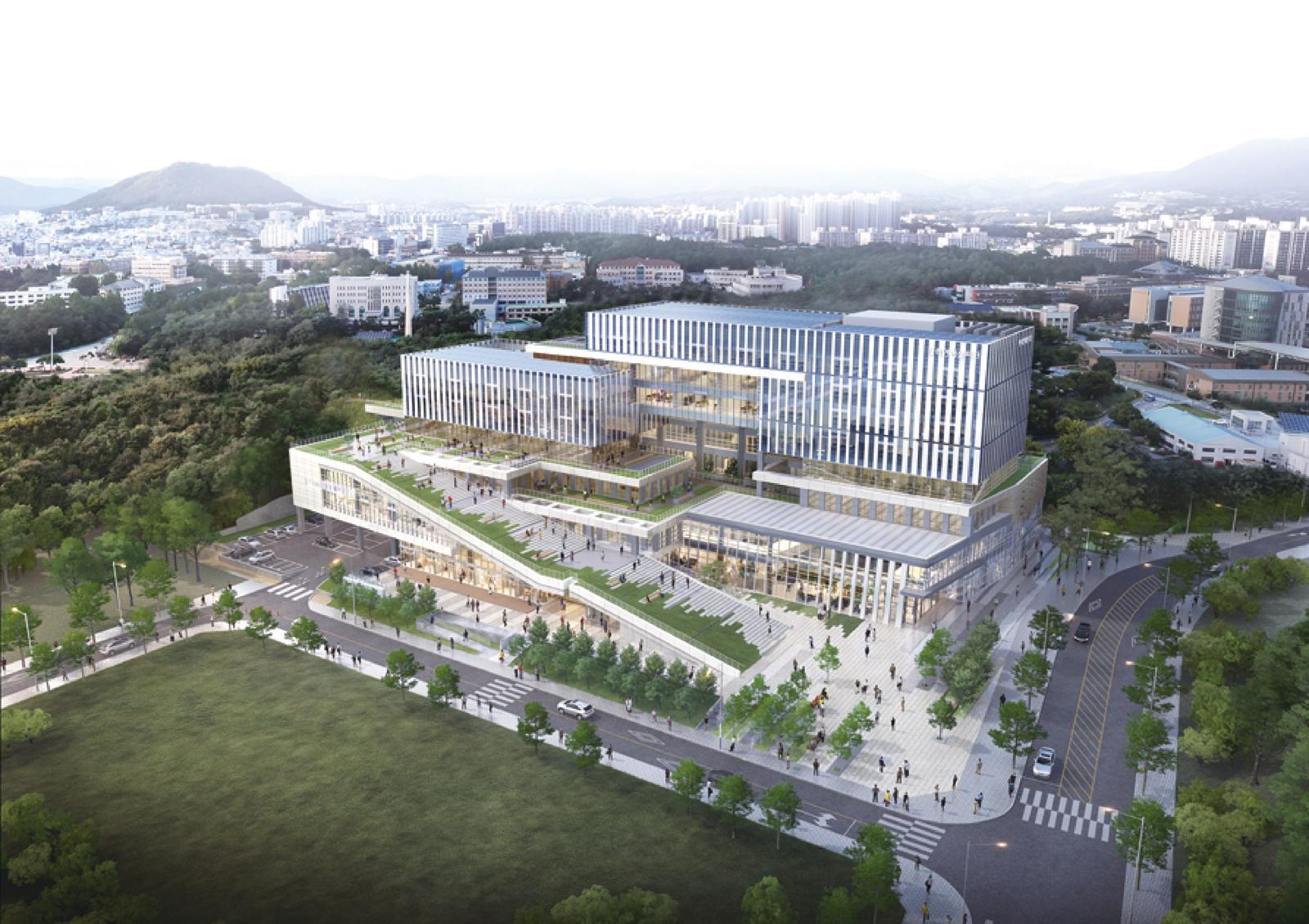 내년 완공될 강원대 ‘캠퍼스 혁신 파크’ 내 산학연 혁신 허브 조감도. 강원대 제공