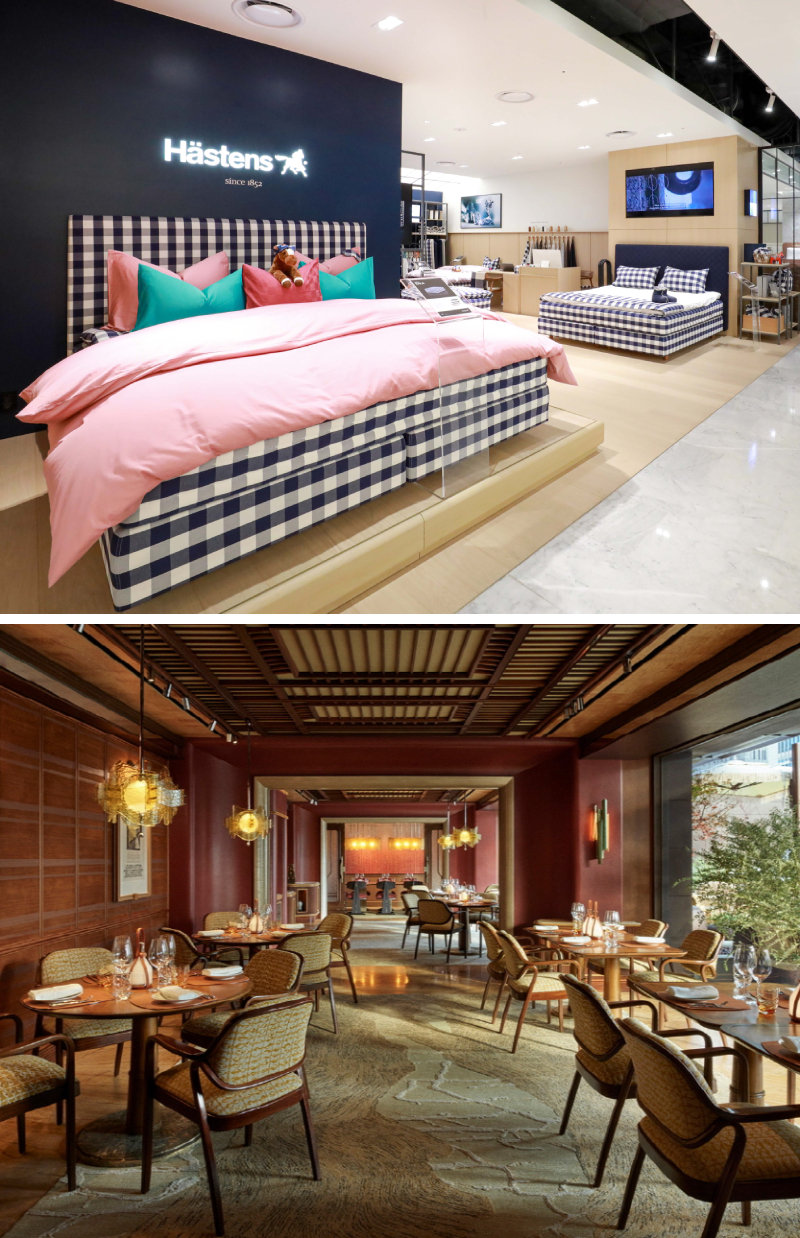 비싸더라도 특별한 체험을 추구하는 ‘경험 소비’ 트렌드가 떠오르고 있다. 현대백화점이 무역센터점에 마련한 최고급 가구를 경험할 수 있는 ‘하이앤드 리빙관’(위쪽 사진), 루이비통이 쇼핑과 음식 등 즐길거리를 동시에 배치한 ‘루이비통 비저너리 저니 서울’. 현대백화점·루이비통 제공