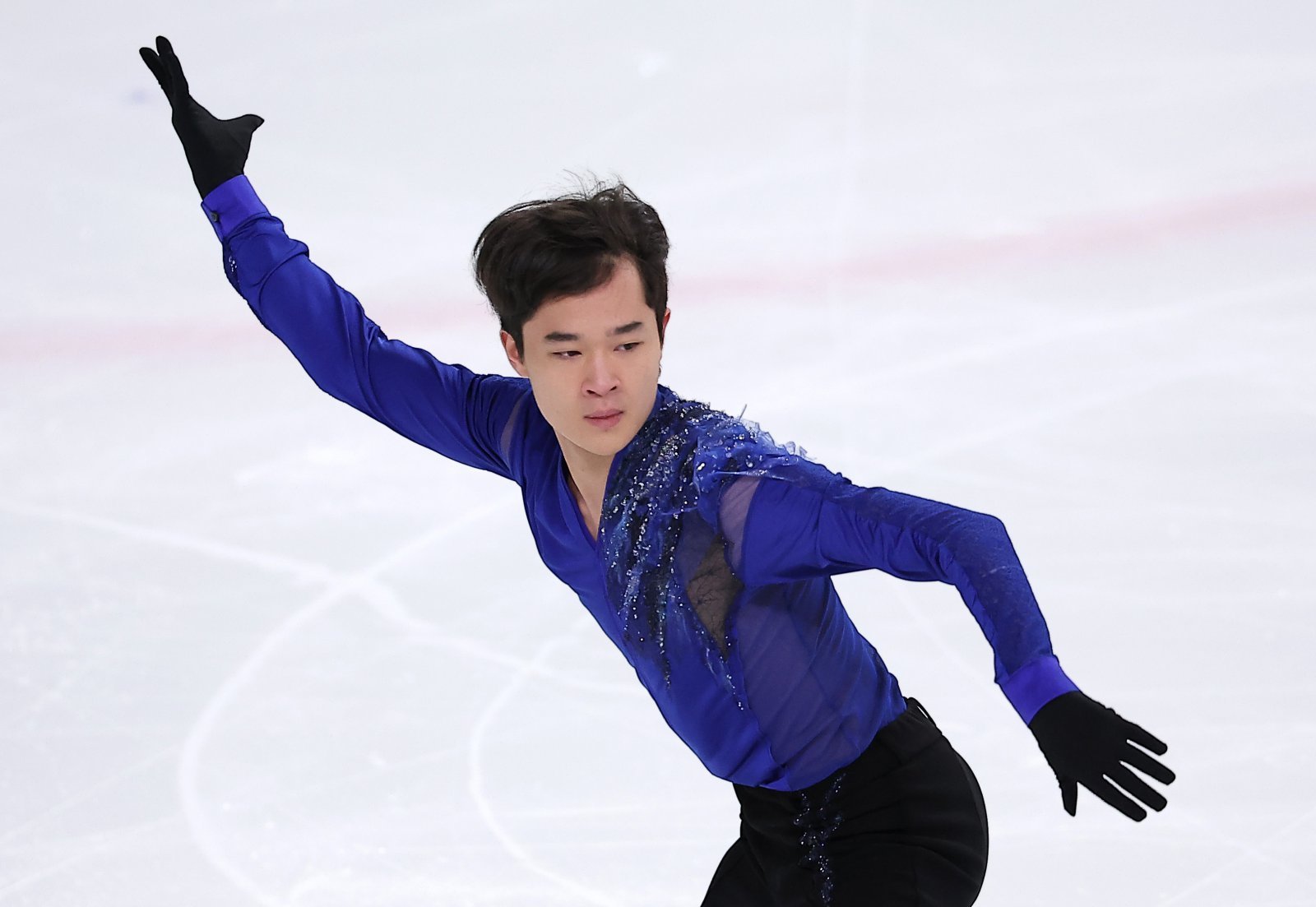 피겨스케이팅 선수 김현겸이 3일 서울 양천구 목동 아이스링크에서 열린 제80회 전국남녀 피겨스케이팅 종합선수권대회에서 쇼트 프로그램 연기를 펼치고 있다. 2026.1.3 뉴스1