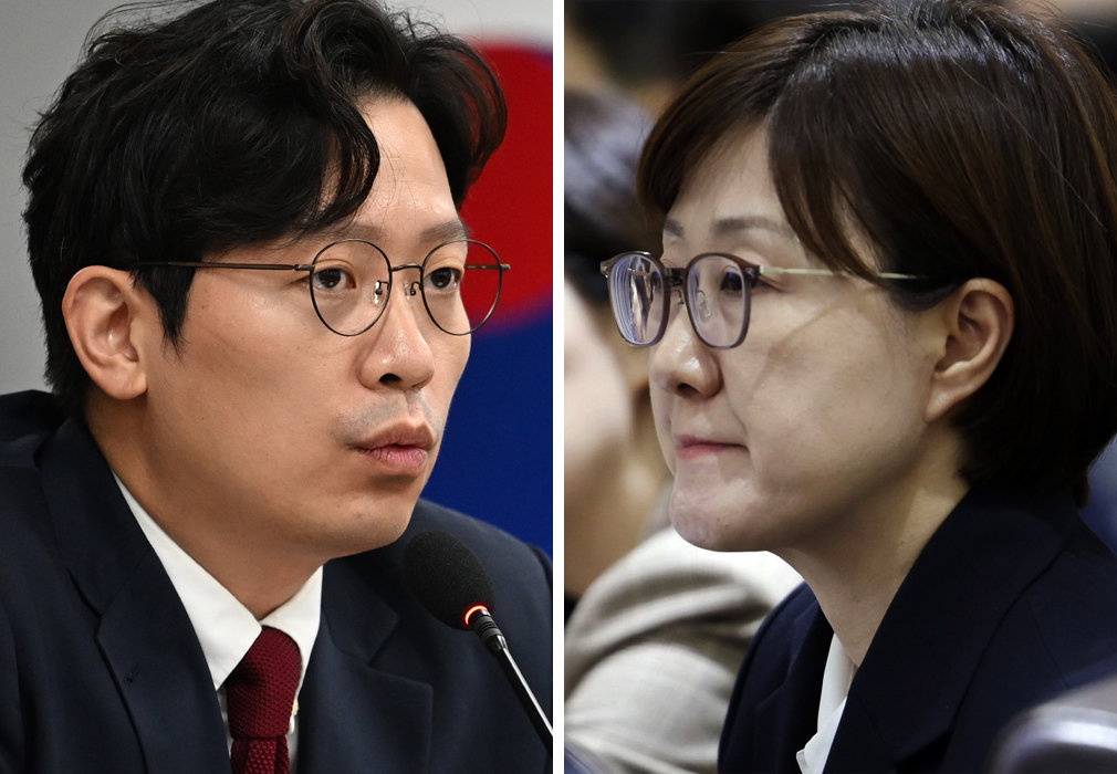 (좌)이기인 개혁신당 사무총장 (우)김현지 청와대 제1부속실장. 뉴시스