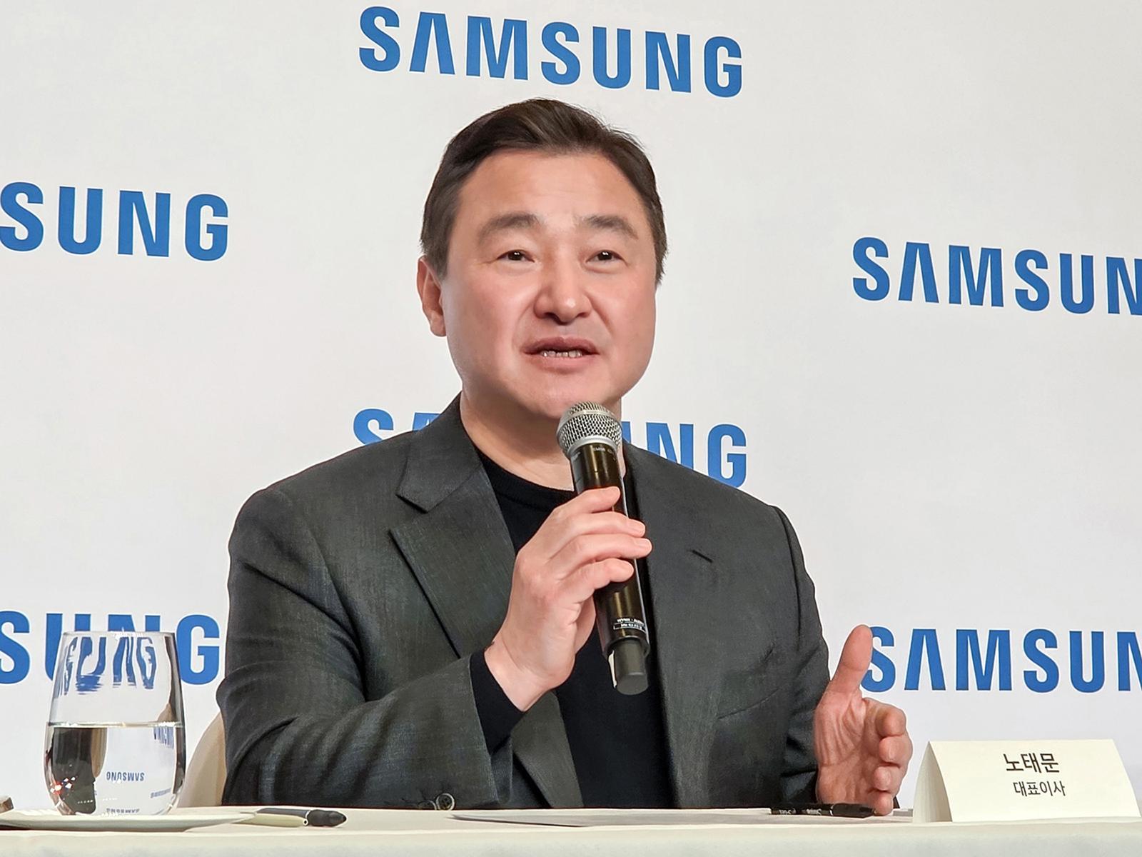 삼성전자 노태문 대표이사 사장(DX부문장)이 5일(현지 시간) 미국 라스베이거스 CES 2026 현장에서 열린 국내 기자간담회에서 발언하고 있다. (사진=삼성전자 제공) 2026.01.06. 뉴시스