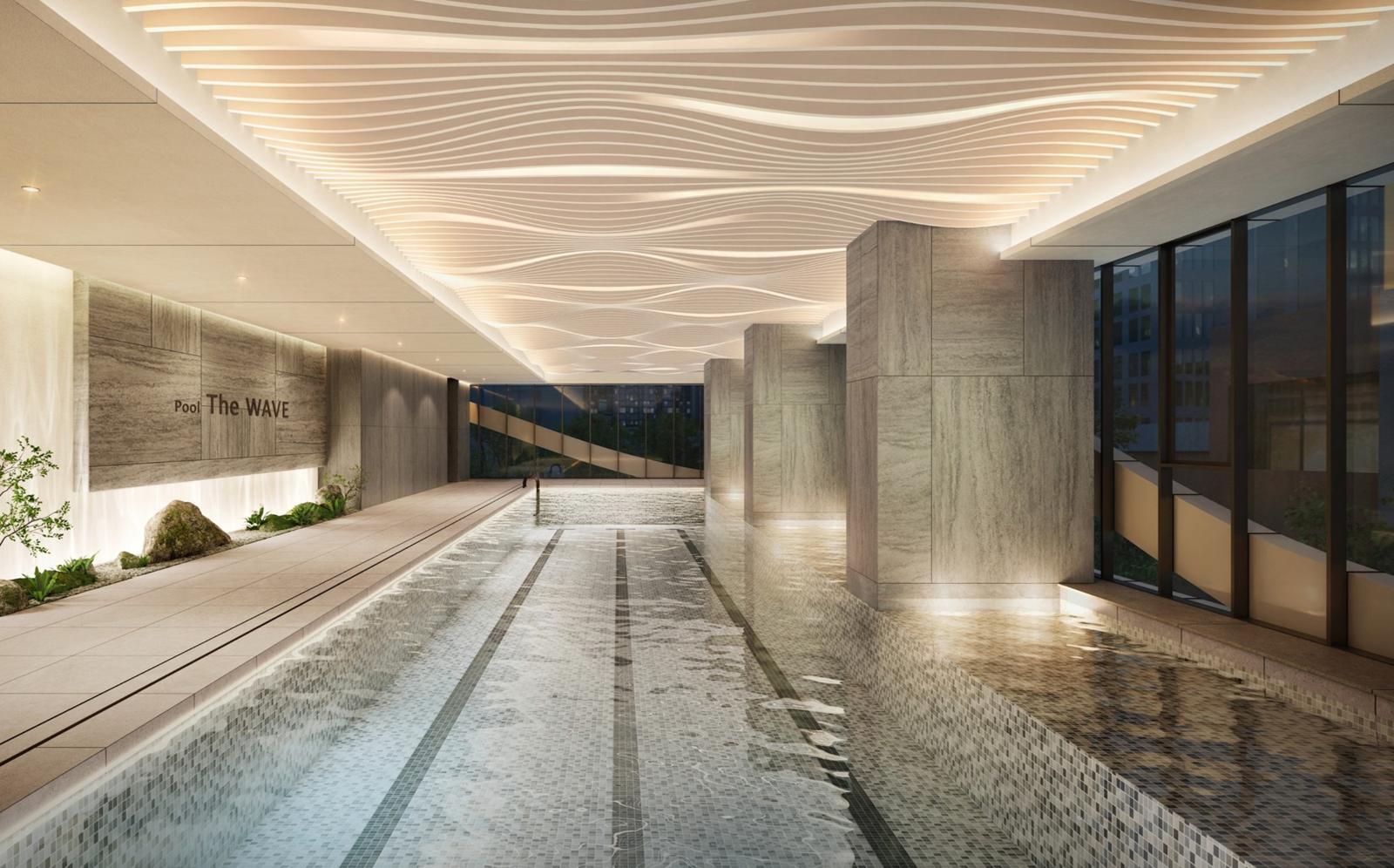 써밋 수영장 웨이브조명. 대우건설