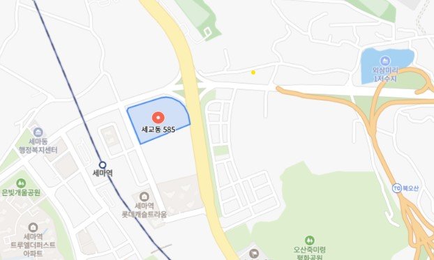 세교터미널 부지 위치도. 오산시 제공