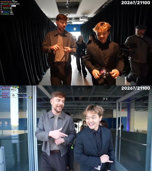 동료 스트리머 제이슨 더 윈(Jason The Ween)과 대화를 나누며 상황을 파악하는 미스터비스트. 유튜브 갈무리