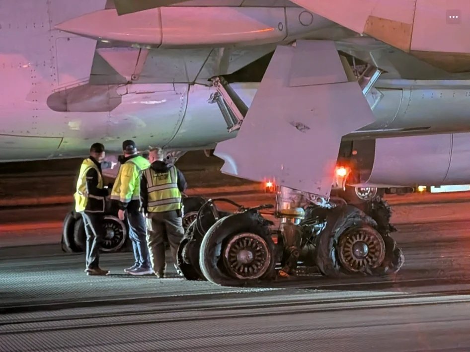 항공기 착륙 직후 바퀴 8개 전부 터졌다…美 애틀랜타 공항서 사고