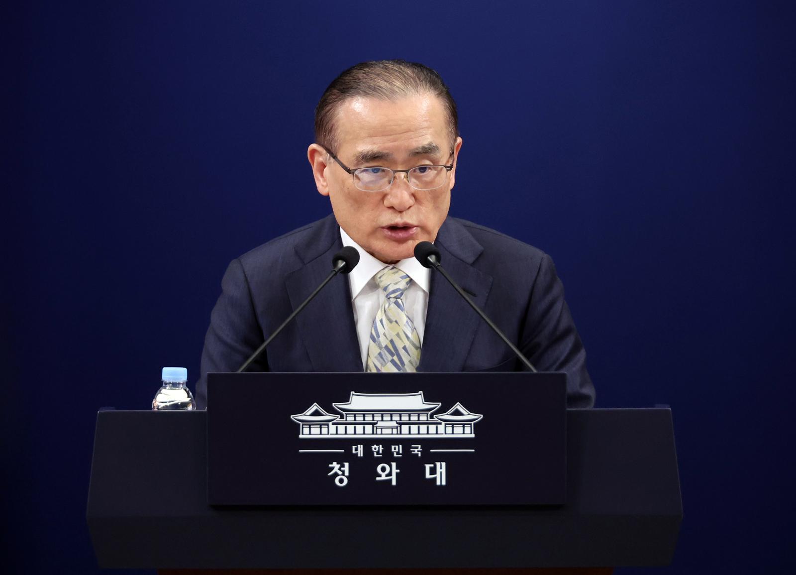 위성락 안보실장이 9일 청와대에서 이재명 대통령 방일 일정 관련 브리핑을 하고 있다. 뉴시스