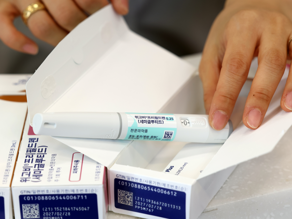 한국의 한 약국에서 판매 중인 위고비 주사제의 모습. 뉴스1