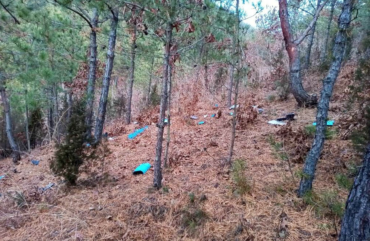 개성시 개풍구역 묵산리지역에 추락한 무인기. (평양 노동신문=뉴스1)