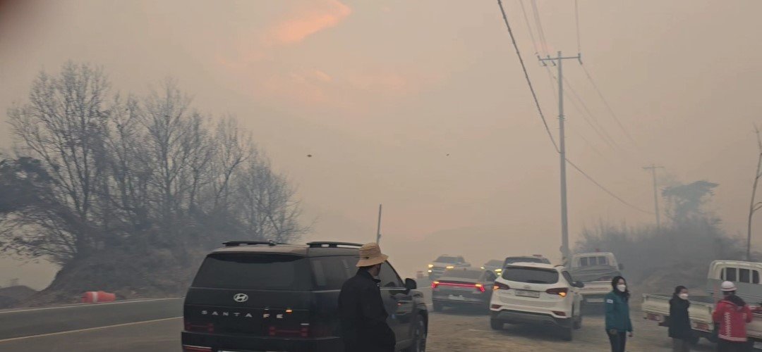 10일 오후 3시 14분쯤 경북 의성군 의성읍 비봉리의 한 야산에서 불이 나 당국이 진화하고 있다. 독자 제공