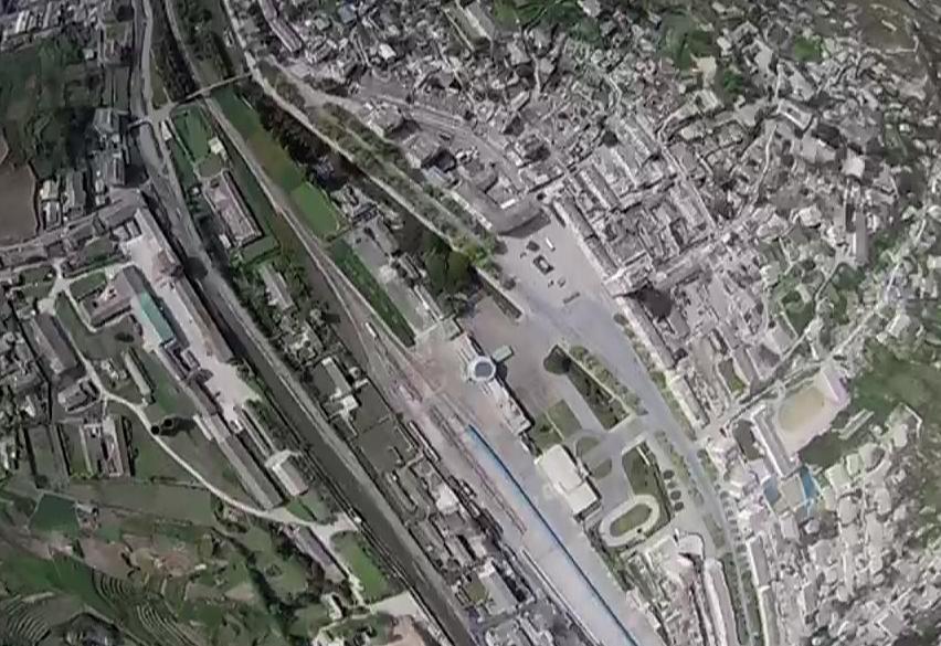 무인기가 개성역 일대를 촬영한 자료라며 조선중앙TV가 10일 보도한 사진. 조선중앙TV 캡처